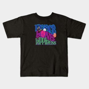 Peace, Love, Hippieness (in color) Kids T-Shirt